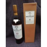 A bottle of the Macallan single malt highland malt whisky, 10 year old