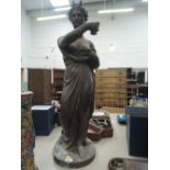 A late Victorian design plaster figure/lamp modelled as a classical maiden