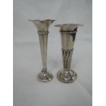 Two HM silver stem vases with flared rims, both AF