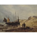 An oil painting, J B McDonald, coastal sailing smack, signed, 11 x 17 inches