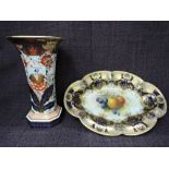 A Copeland spode vase having gilt heightened Imari palette, and a Royal Worcester scallop dish