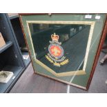 A framed military The Kings' band drape showing 'The Kings' badge 22'x24'