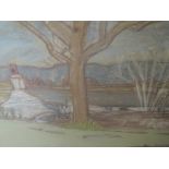 A pastel sketch, Anna M A Anderson, country cottage, signed, 12 x 19 inches