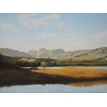 An oil painting, Edward A Thomas, Reflections Elterwater, 15 x 21.5 inches and Bridge End, Little