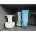 A selection of decorative glass wares including Medina style vase