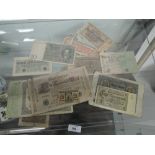 A selection of money, bank notes and paper inflation currency from Germany