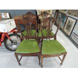 A set of 4 reproduction mahogany shield back dining chair frames