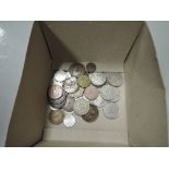 A selection of vintage coins currency and world money