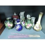 A selection of vintage ceramics including HM topped posy vase