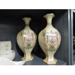 A pair of early ceramic mantle vase with print decoration and gilt trim