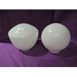 Two vintage opaline milk glass light shades