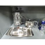 A selection of stainless steel coffee cafetiere