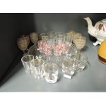 A selection of vintage 1950's style shot and cocktail glasses