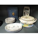 A selection of vintage ceramics including Johnson Bros Falling Leaves dish