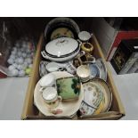 A selection of vintage ceramics including Royal Doulton tea cup and saucer