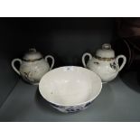 A selection of oriental ceramics including early blue and white bowl AF