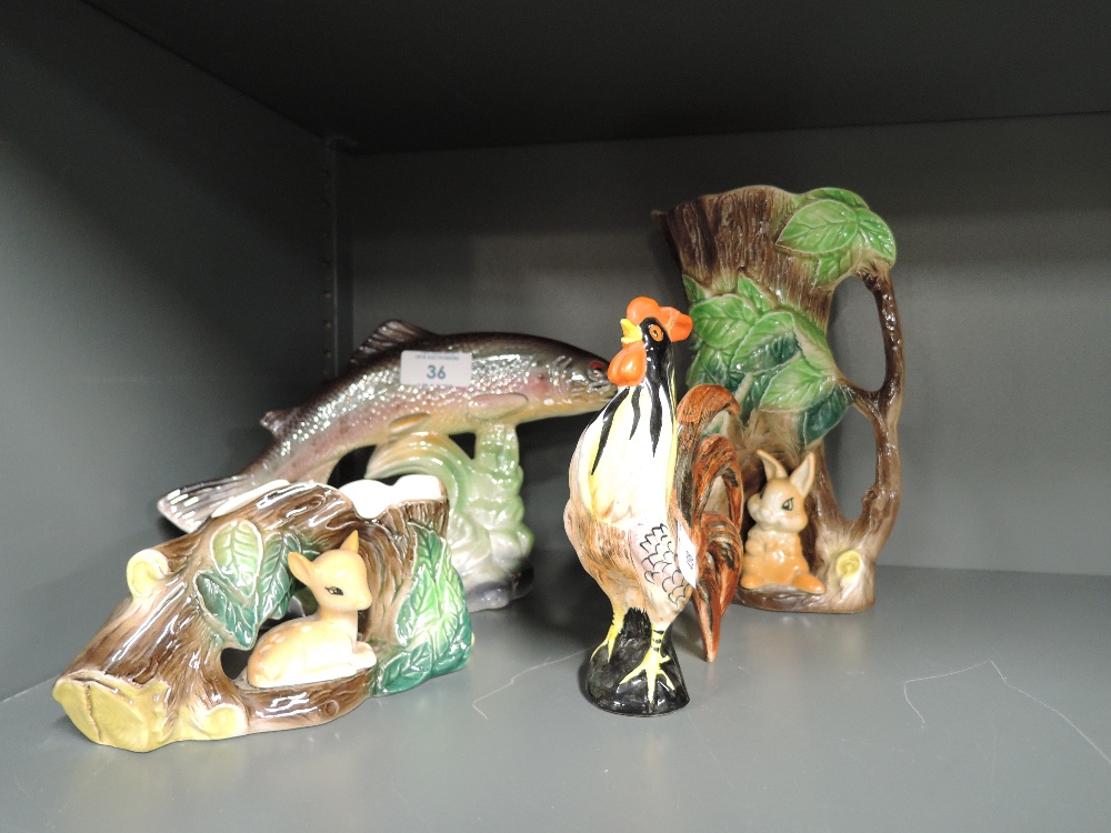 A selection of decorative ceramic figurines including Hornsea pottery