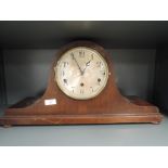 A vintage treen bodied mantle clock with chime German made Napoleon style