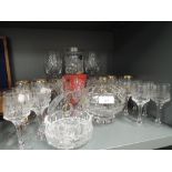 A selection of clear cut and crystal glass wares including Vera Wang Stuart Edinburgh Thos Webb