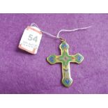 A cloissone enamelled cross pendant