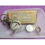 A vintage boxed Universal map measurer, band ring made from a 1942 half crown coin and base metal