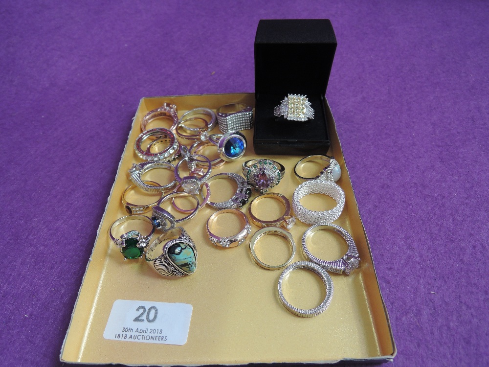 A selection of costume jewellery rings of various designs