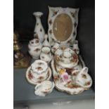 A selection of ceramic trinkets by Royal Albert in the Old Country Roses pattern