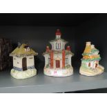 A selection of vintage ceramic houses some Staffordshire flatback style