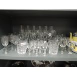 A selection of clear and crystal cut wine spirit and cocktail glasses