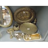 A selection of vintage and antique brass decorations and hardware items