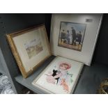 A selection of vintage prints and period frames