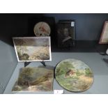 A selection of vintage hand painted ceramic tiles in oil and acrylic local lake land scenes