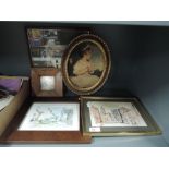 A selection of vintage prints and period frames