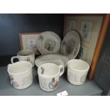 A selection of vintage ceramics by Wedgwood Peter Rabbit and Beatrix Potter prints