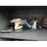 A selection of ceramic fish studies including Poole and glass fish tray