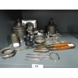 A selection of vintage pewter and house hold items including Estanho Puro