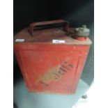 A vintage 2 gallon oil fuel can SM and BP LTD with brass top