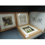 A selection of modern pine frames and print