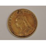 A gold United Kingdom 1891 Victoria half Sovereign, Sydney Mint