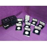 A collection of eight United States of America silver 1oz Eagle one dollar proof coins, in cases