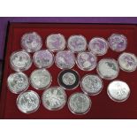 A collection of modern United Kingdom silver coins, comprising of 17 1oz two pound Britannia's