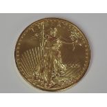 A gold 1oz 2008 50 dollar U.S.A. Coin, in plastic case