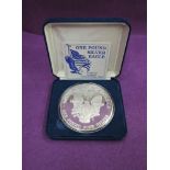 A United states of America Continental Mint one troy pound silver Eagle, in case with certificate