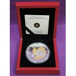 A 25th Anniversary 5oz 50 dollar 2013 Canadian Maple leaf silver coin in wood case with certificate