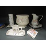 A selection of vintage ceramics including wash jug and bowl set