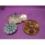 A selection of semi precious stones and paper weight