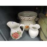 A selection of vintage ceramics including planter and jugs