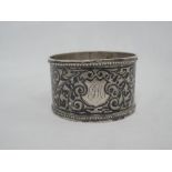 A Russian silver napkin ring having niello decoration and monogram to cartouche, Russian hallmarks