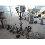 A selection of hanging baskets, plant stands etc