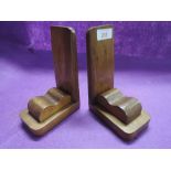 A pair of vintage oak book ends